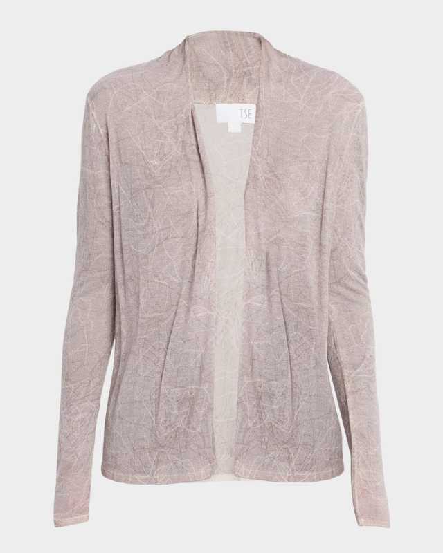 Cashmere Abstract-Print Open Cardigan